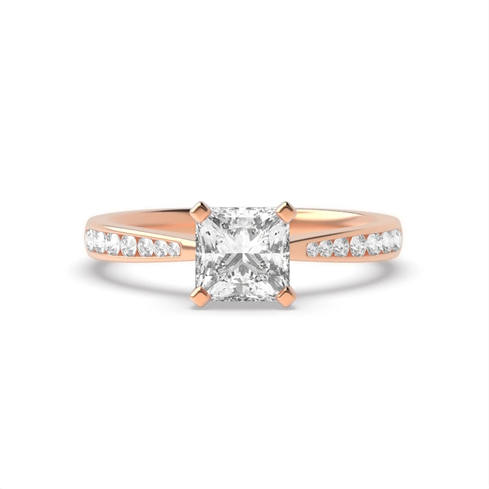 4 Prong Rose Gold Classic tapered shank Engagement Rings