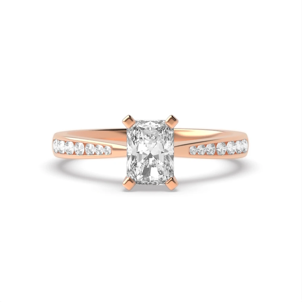 4 Prong Rose Gold Classic tapered shank Engagement Rings