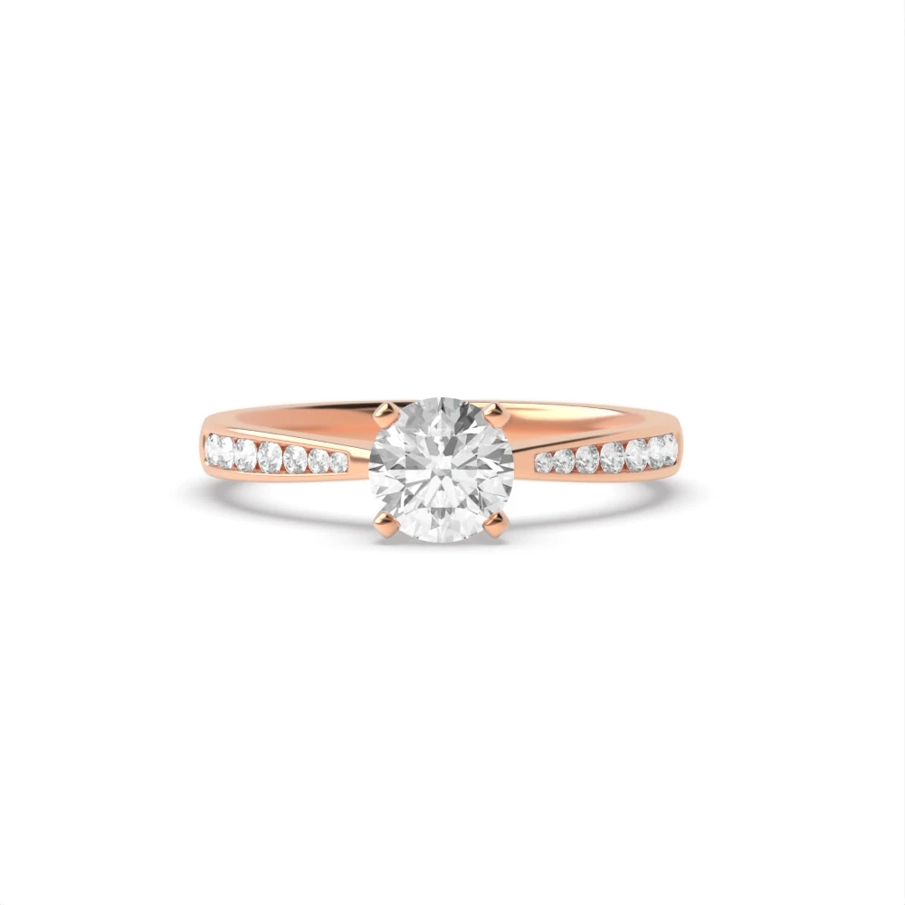 4 Prong Rose Gold Classic tapered shank Engagement Rings