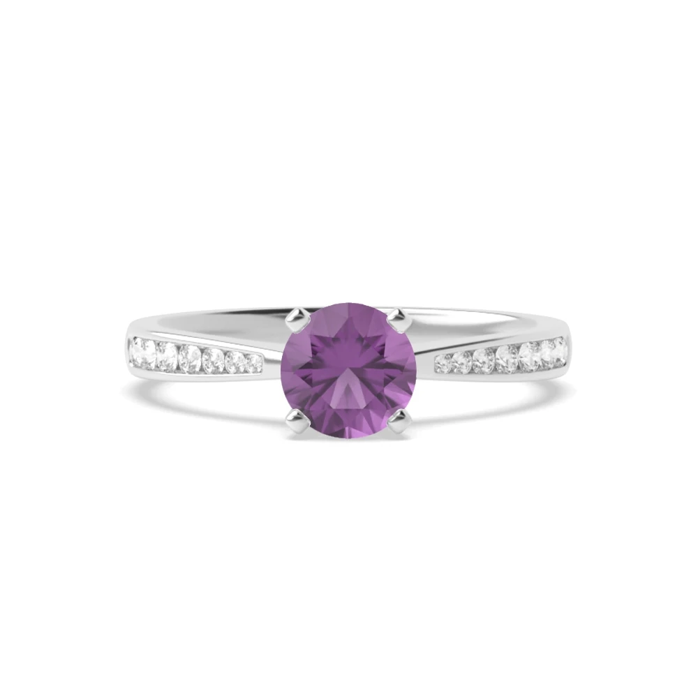 4 Prong Classic tapered shank Side Stone Engagement Rings