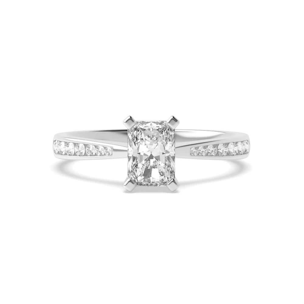 4 Prong Classic tapered shank Side Stone Engagement Rings