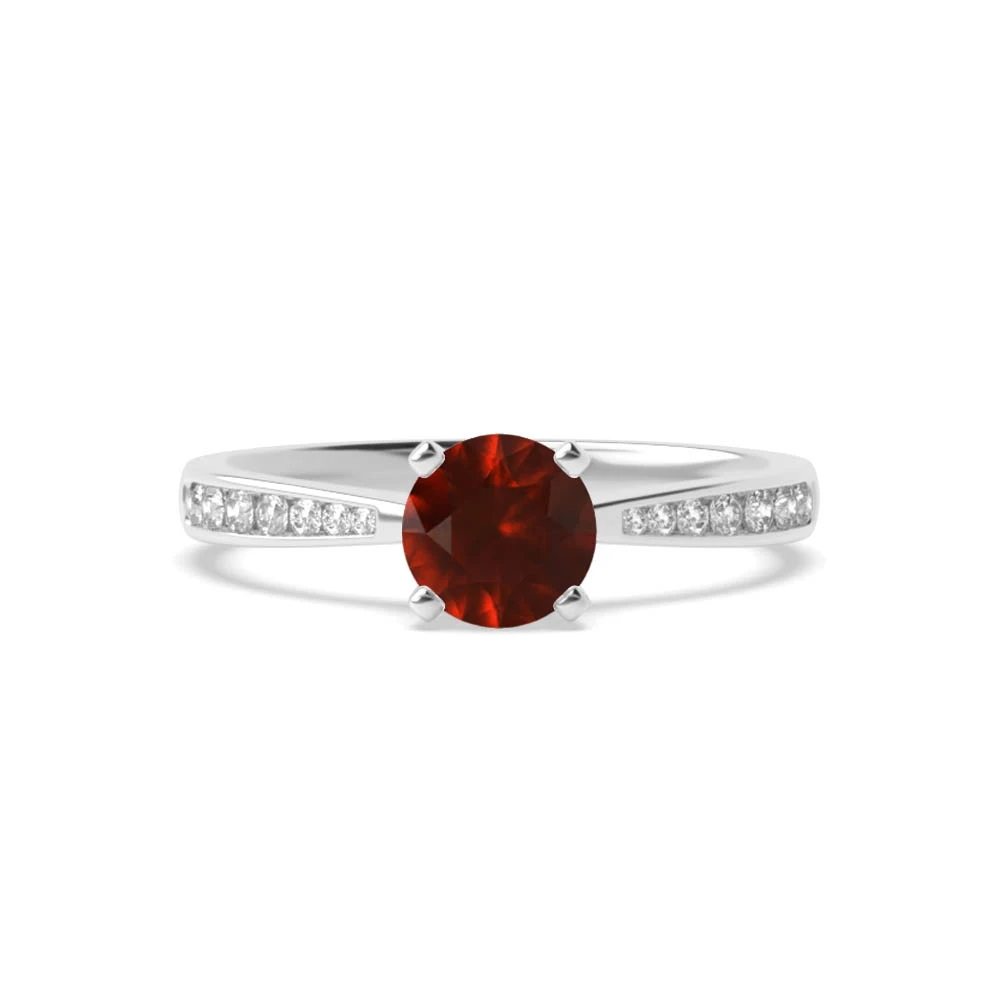 4 Prong Classic tapered shank Side Stone Engagement Rings