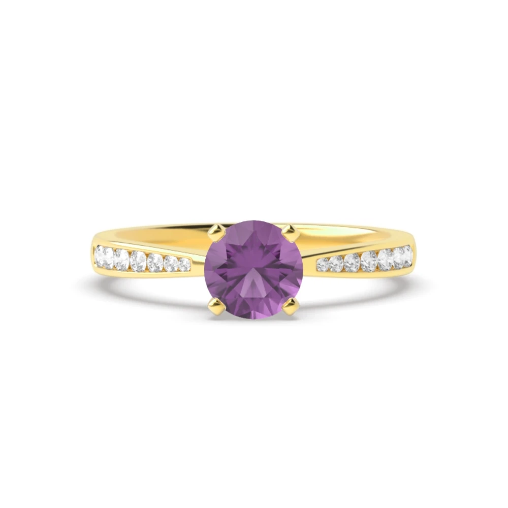 4 Prong Yellow Gold Classic tapered shank Engagement Rings