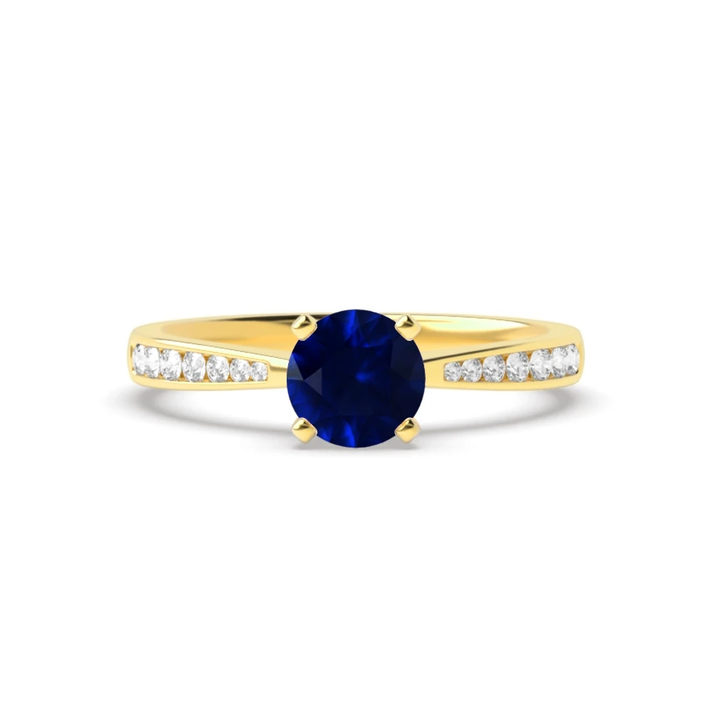 4 Prong Yellow Gold Classic tapered shank Engagement Rings