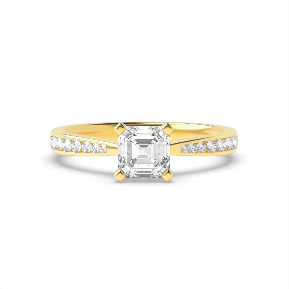 4 Prong Yellow Gold Classic tapered shank Engagement Rings