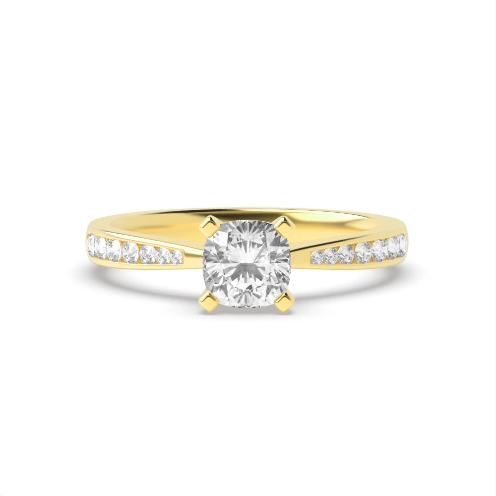 4 Prong Yellow Gold Classic tapered shank Engagement Rings