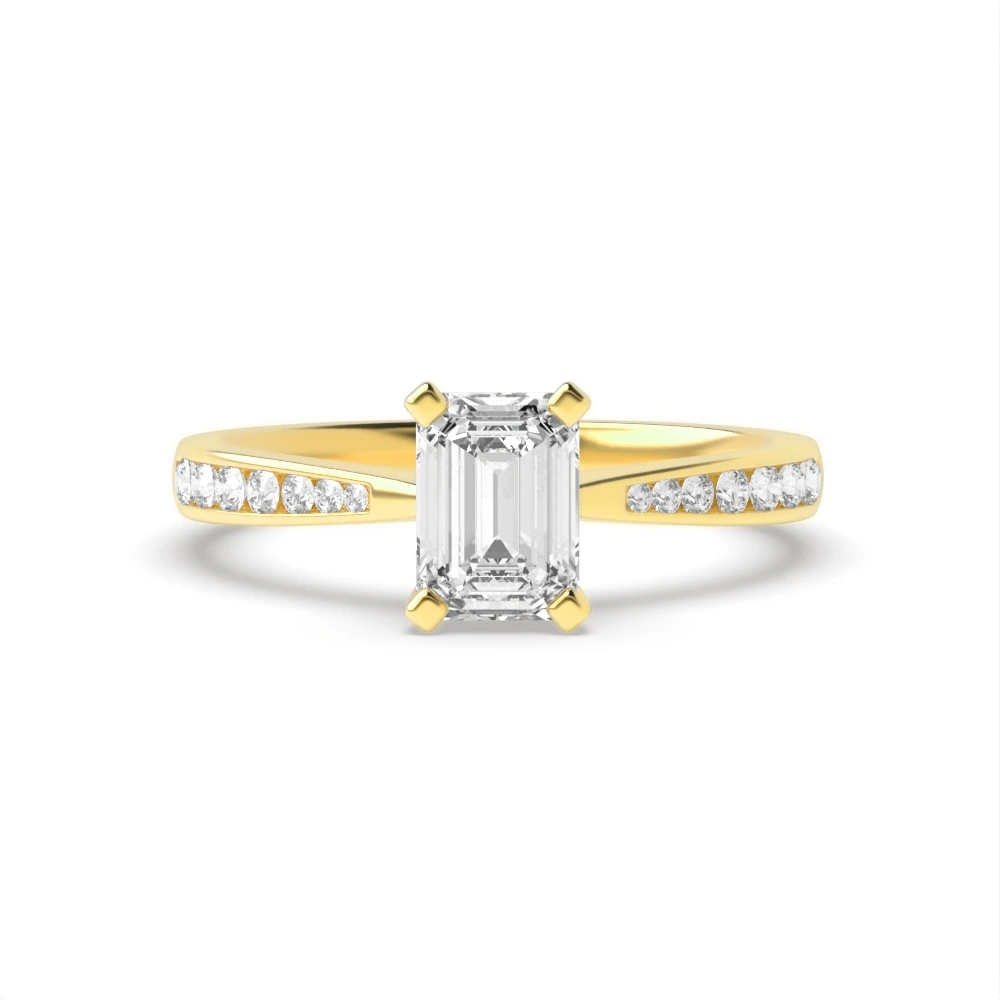 4 Prong Yellow Gold Classic tapered shank Engagement Rings