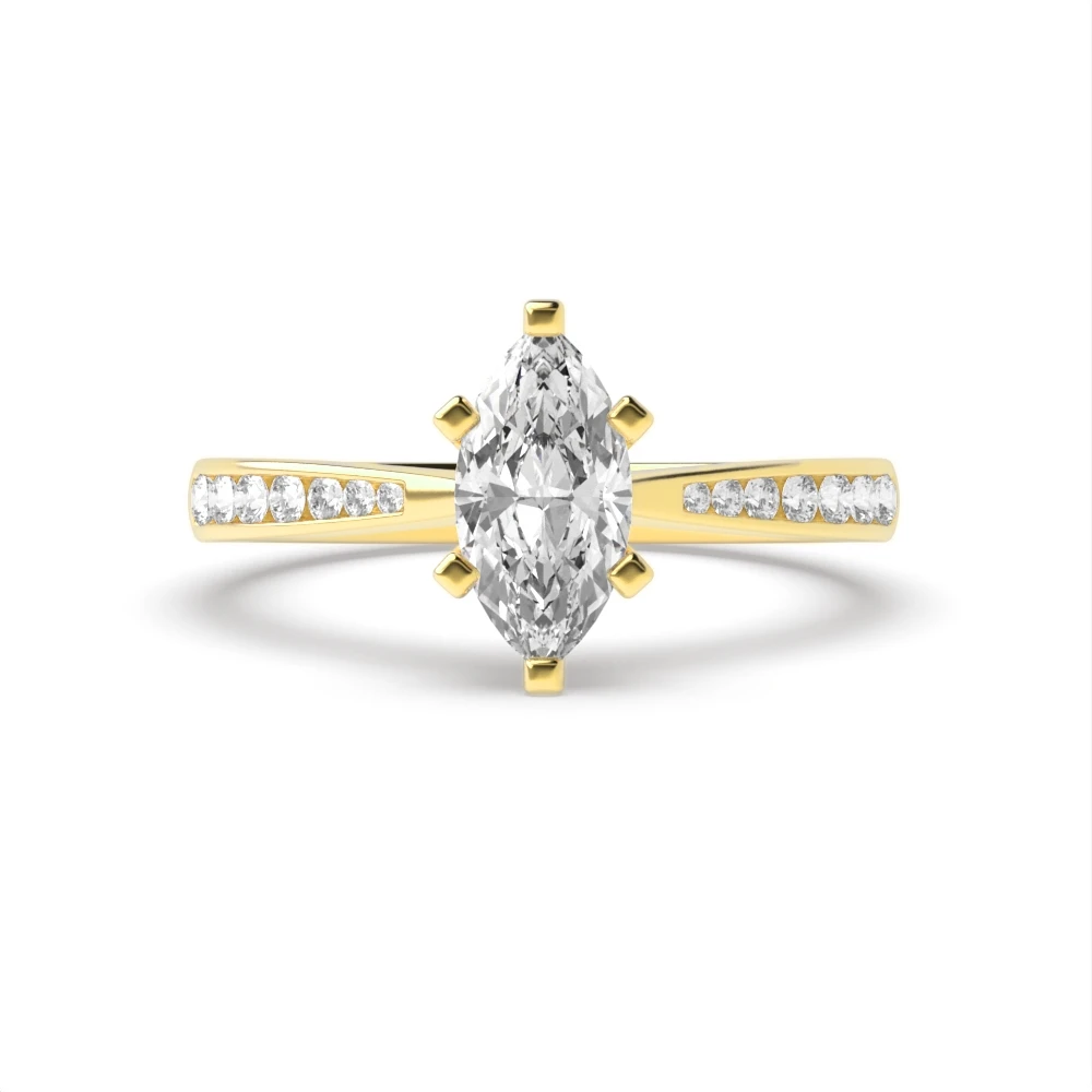 4 Prong Yellow Gold Classic tapered shank Engagement Rings
