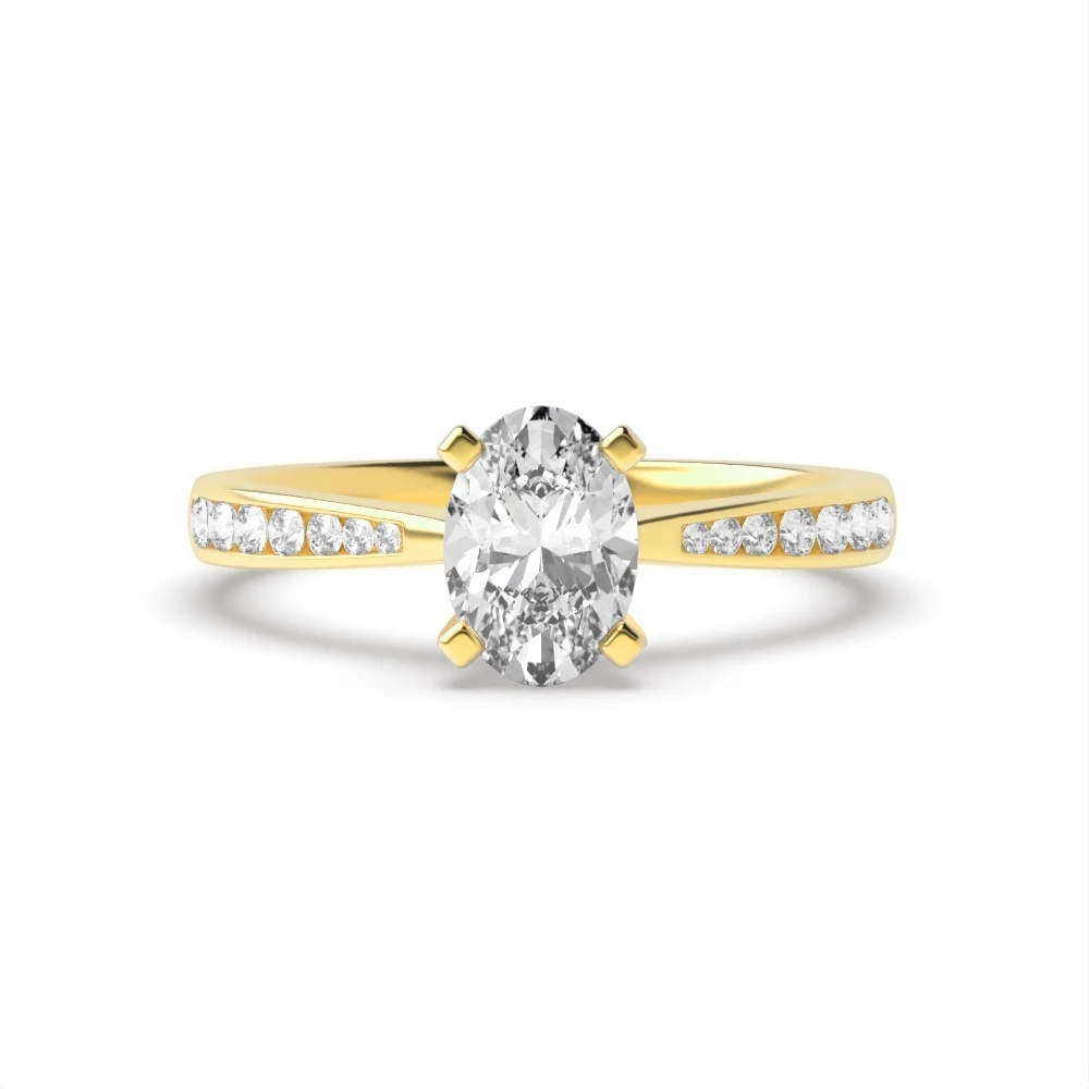 4 Prong Yellow Gold Classic tapered shank Engagement Rings