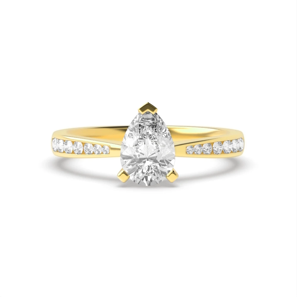 4 Prong Yellow Gold Classic tapered shank Engagement Rings