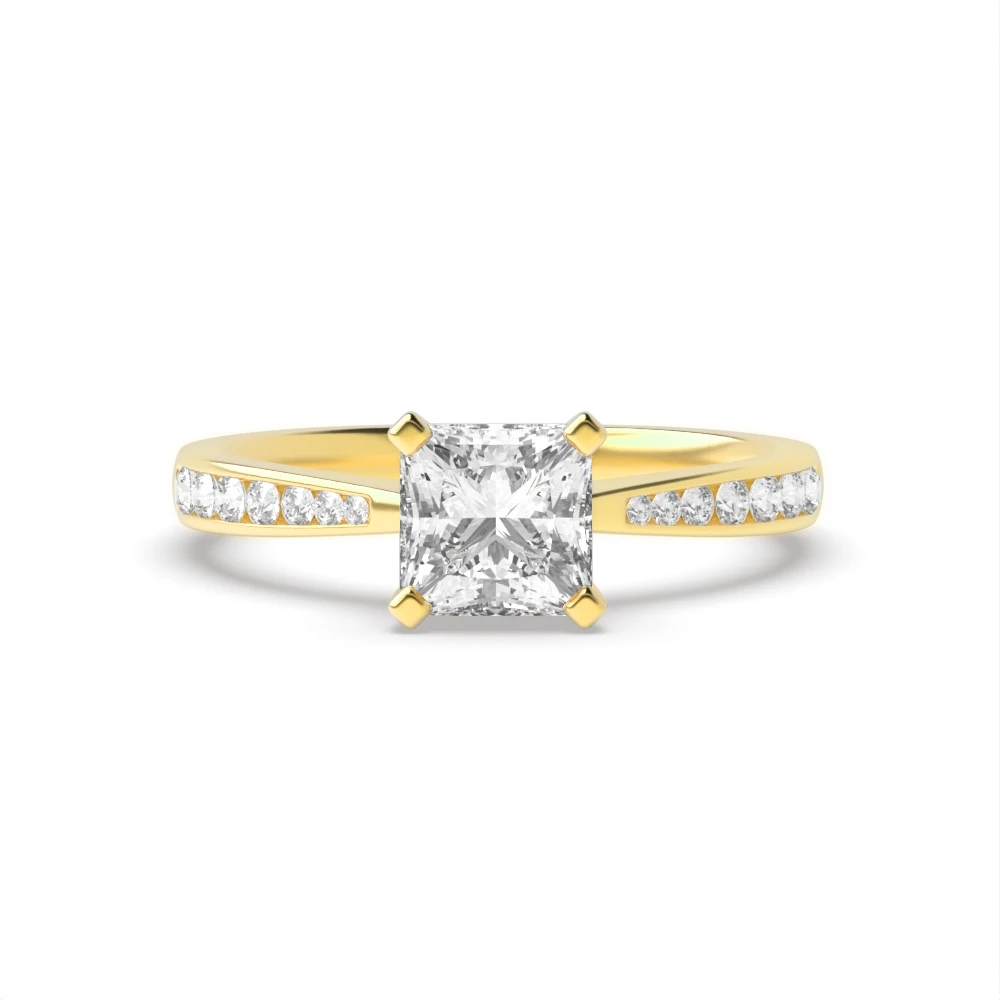 4 Prong Yellow Gold Classic tapered shank Engagement Rings