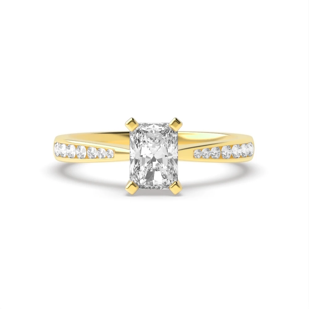 4 Prong Yellow Gold Classic tapered shank Engagement Rings