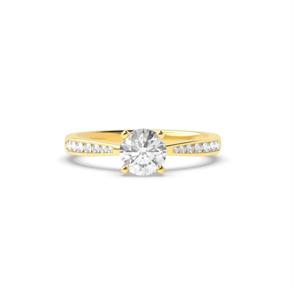 4 Prong Yellow Gold Classic tapered shank Engagement Rings
