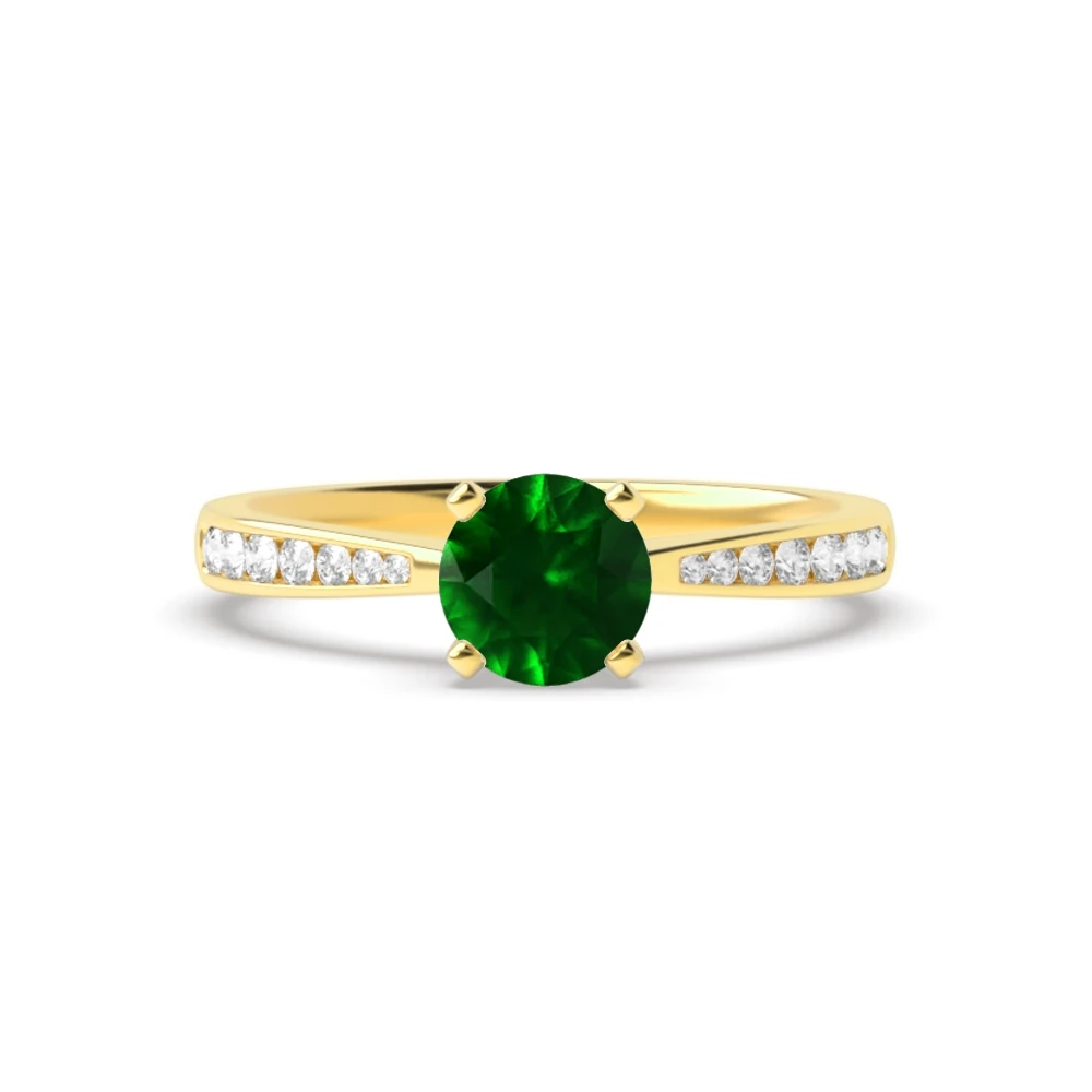 4 Prong Yellow Gold Classic tapered shank Engagement Rings