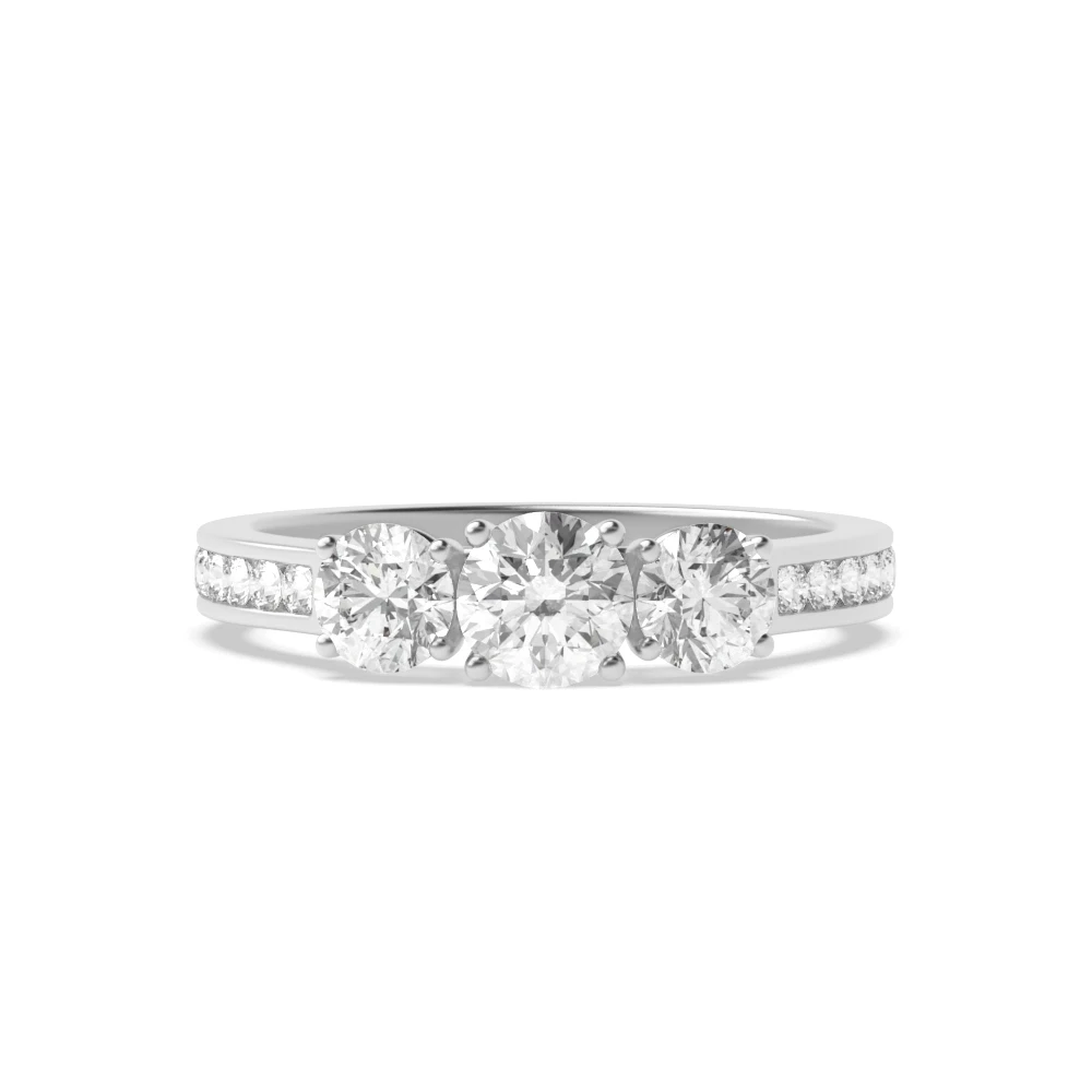 4 Prong High shoulder set Trilogy Engagement Rings