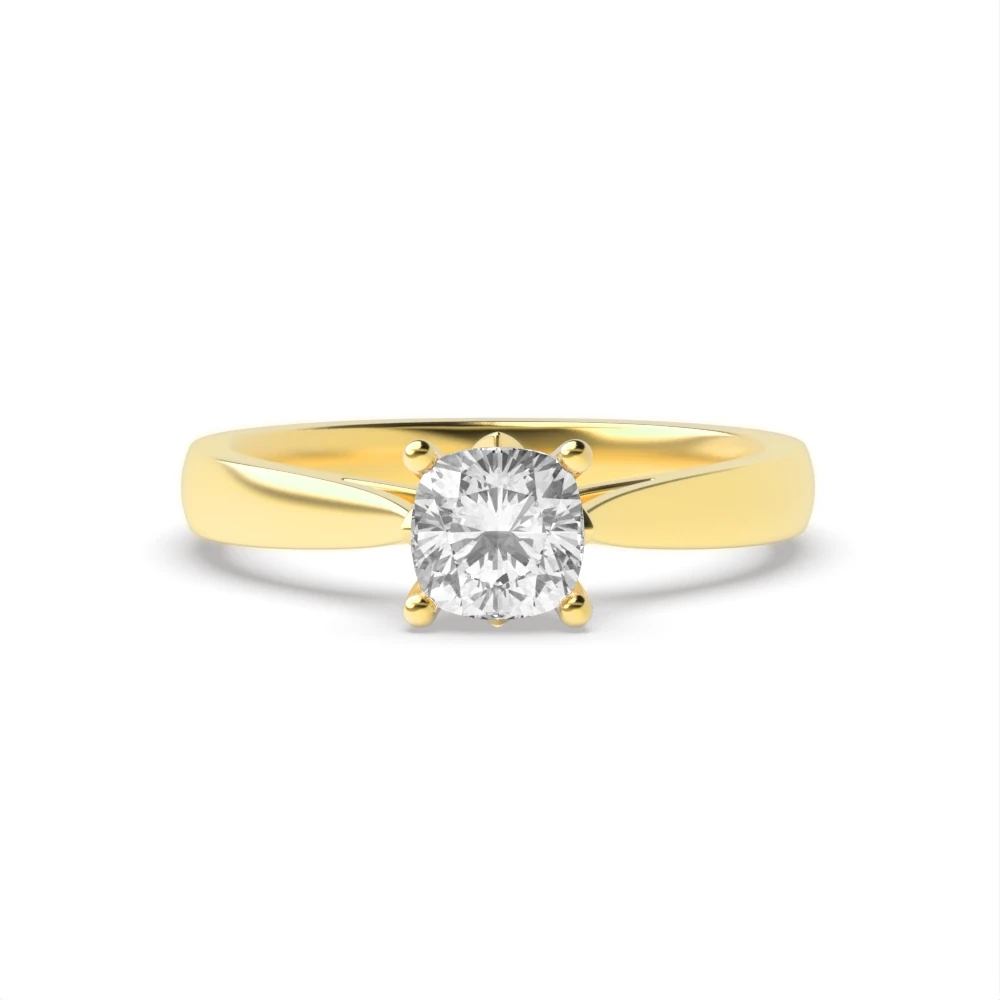 4 Prong Yellow Gold Flower petal style Engagement Rings
