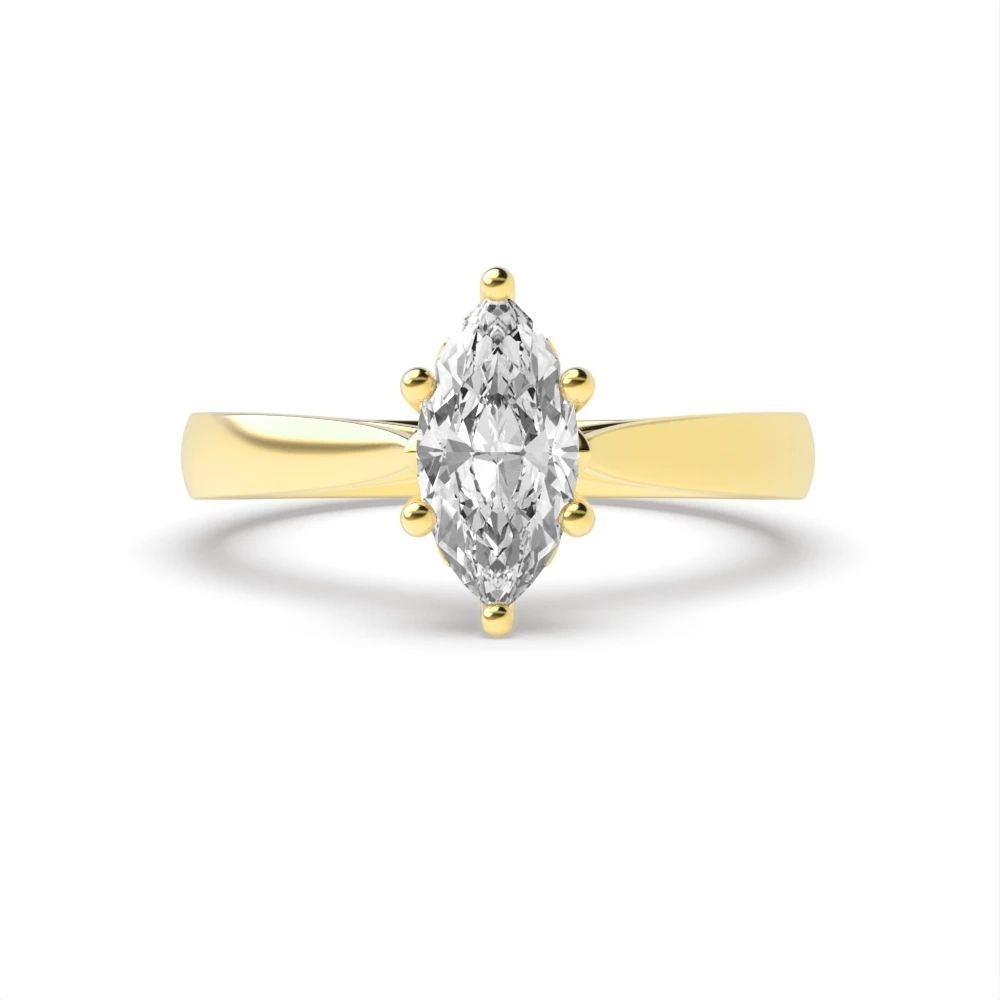 4 Prong Yellow Gold Flower petal style Engagement Rings