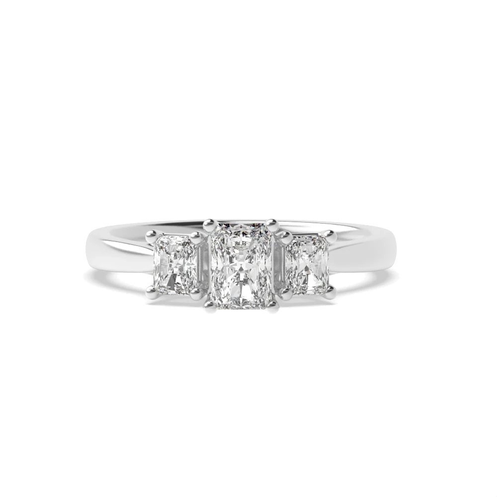 4 Prong Cross over claws with gallery Trilogy Engagement Rings