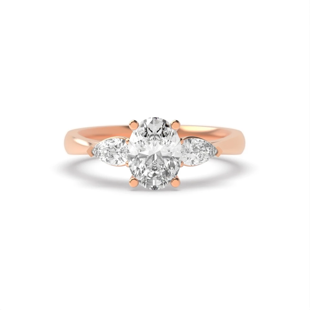 4 Prong Rose Gold Elegance Trilogy Engagement Rings