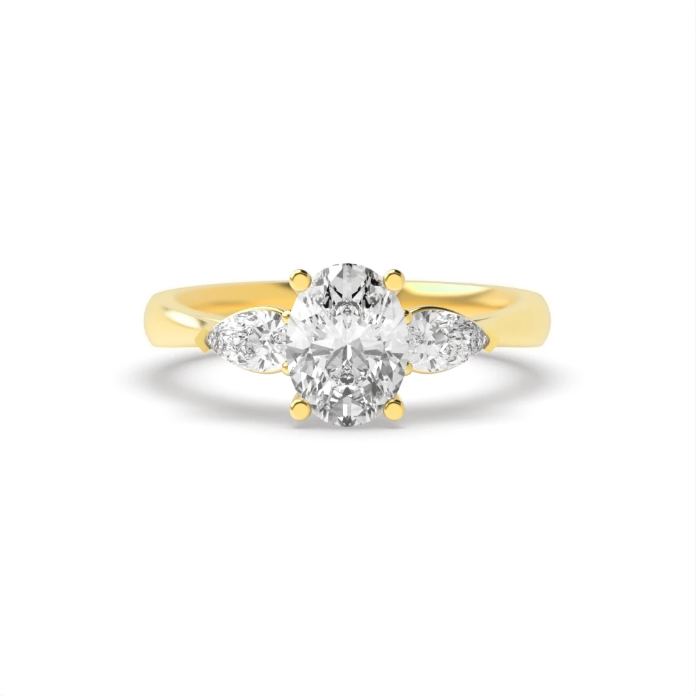 4 Prong Yellow Gold Elegance Trilogy Engagement Rings