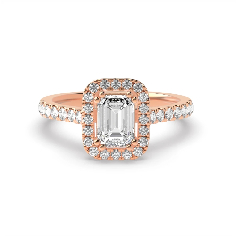 4 Prong Rose Gold Twin claws Halo Engagement Rings