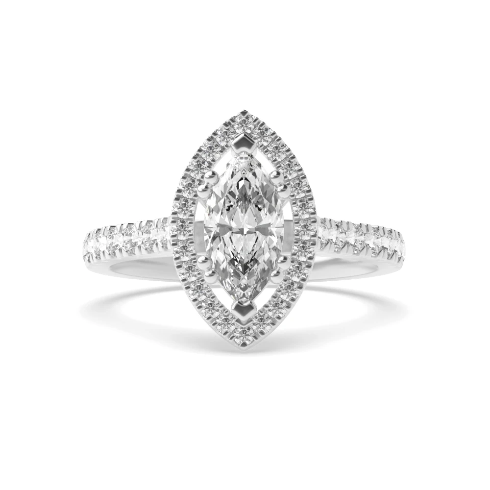 4 Prong Twin claws Halo Engagement Rings