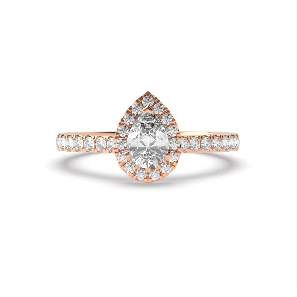 CATHEDRA Rose Gold Shoulder set Halo Engagement Rings