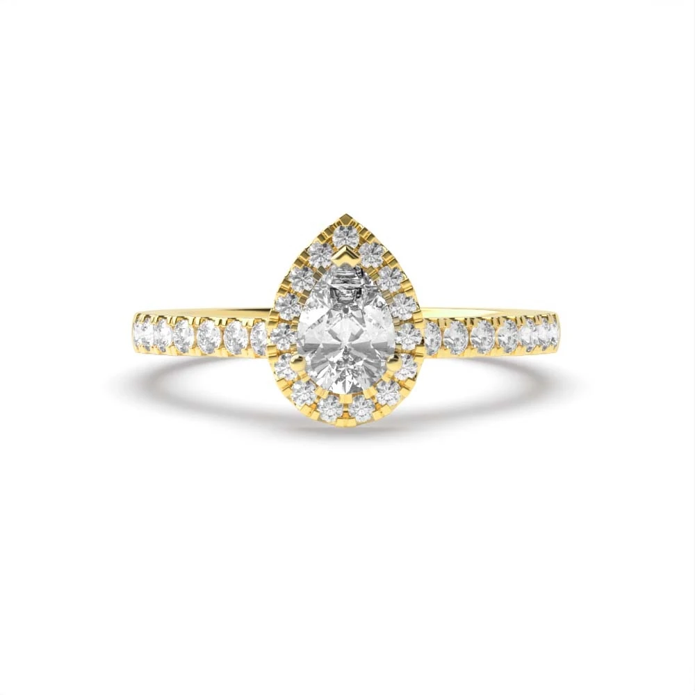 CATHEDRA Yellow Gold Shoulder set Halo Engagement Rings