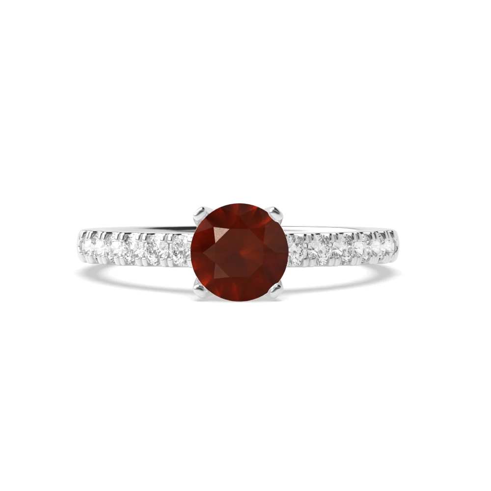 4 Prong Modern flower style Side Stone Engagement Rings