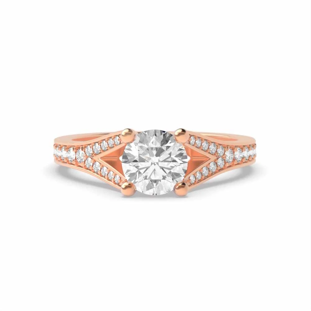 4 Prong Rose Gold Modern fishtail spilt shoulder Unique Engagement Rings