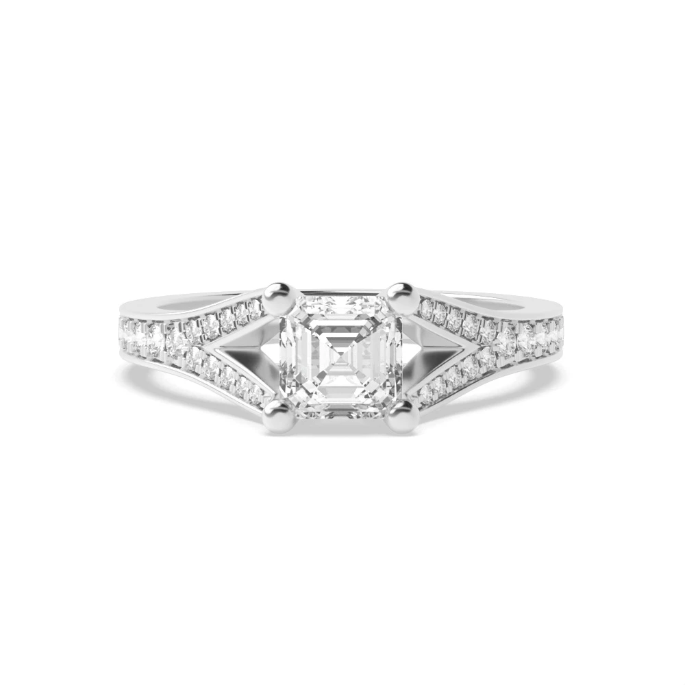 4 Prong Modern fishtail spilt shoulder Unique Engagement Rings
