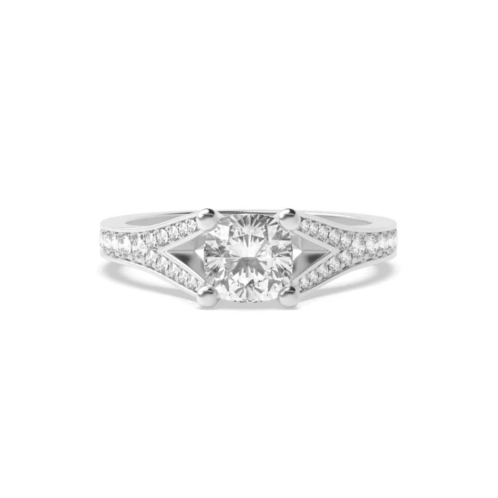 4 Prong Modern fishtail spilt shoulder Unique Engagement Rings