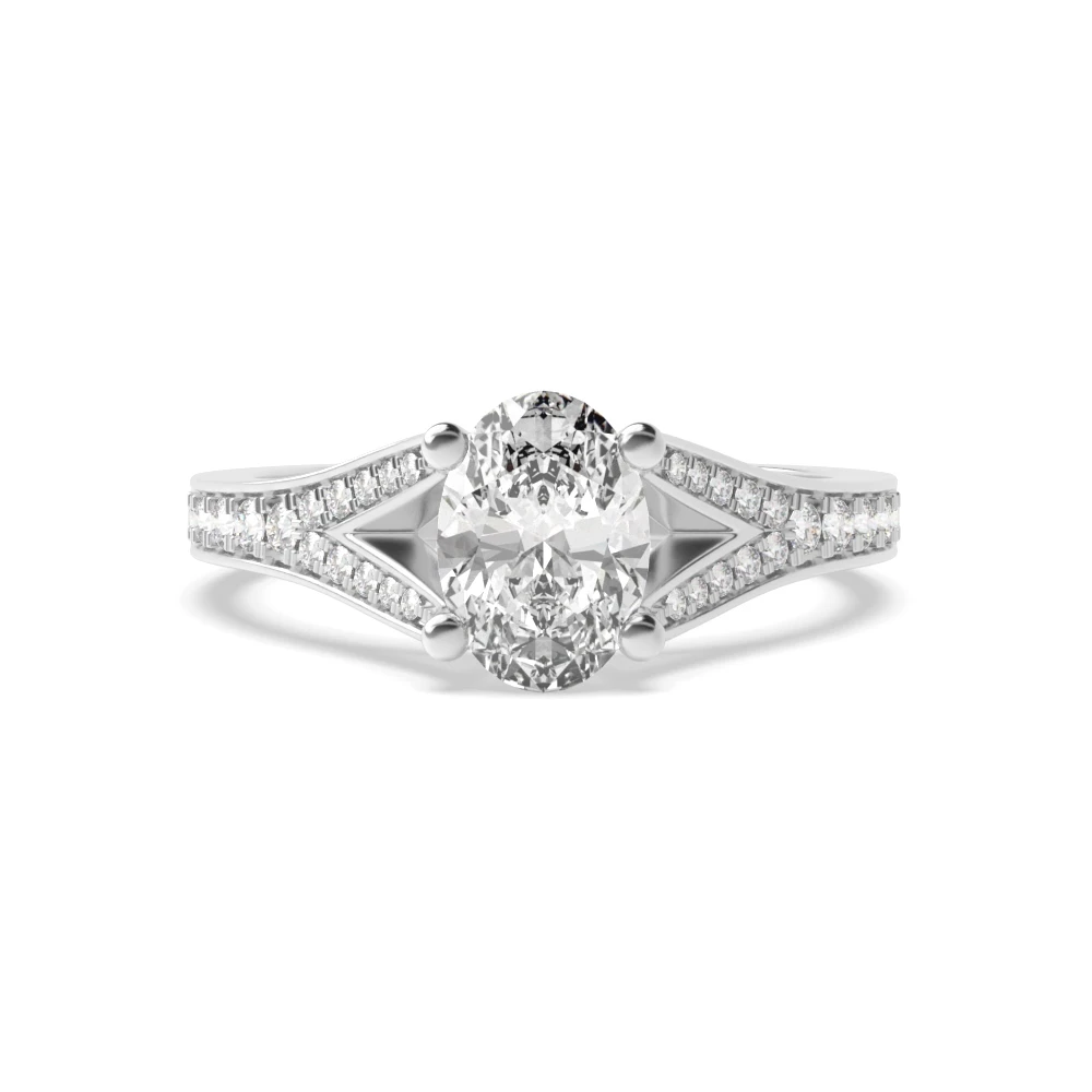 4 Prong Modern fishtail spilt shoulder Unique Engagement Rings