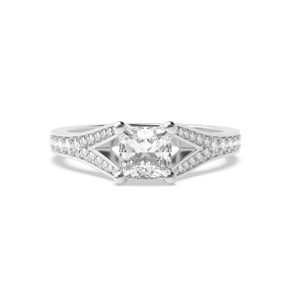 4 Prong Modern fishtail spilt shoulder Unique Engagement Rings