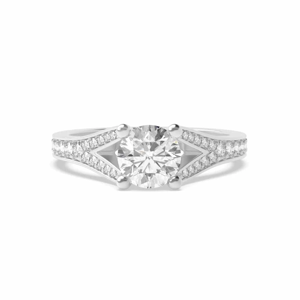 4 Prong Modern fishtail spilt shoulder Unique Engagement Rings