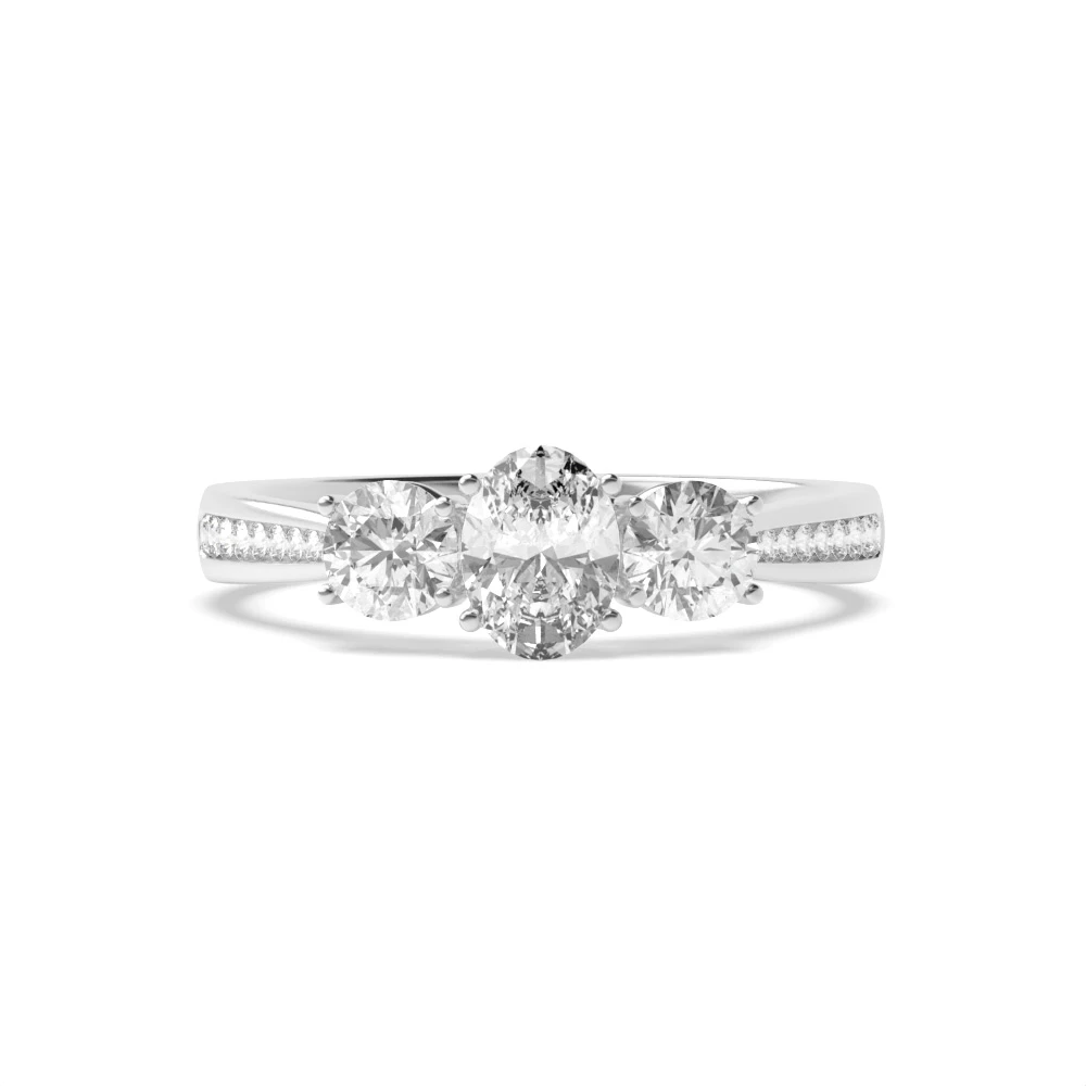 4 Prong Cross over claws Trilogy Engagement Rings