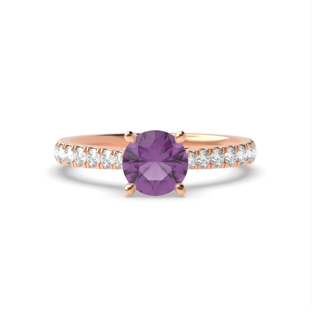 4 Prong Rose Gold Classic pave set Engagement Rings