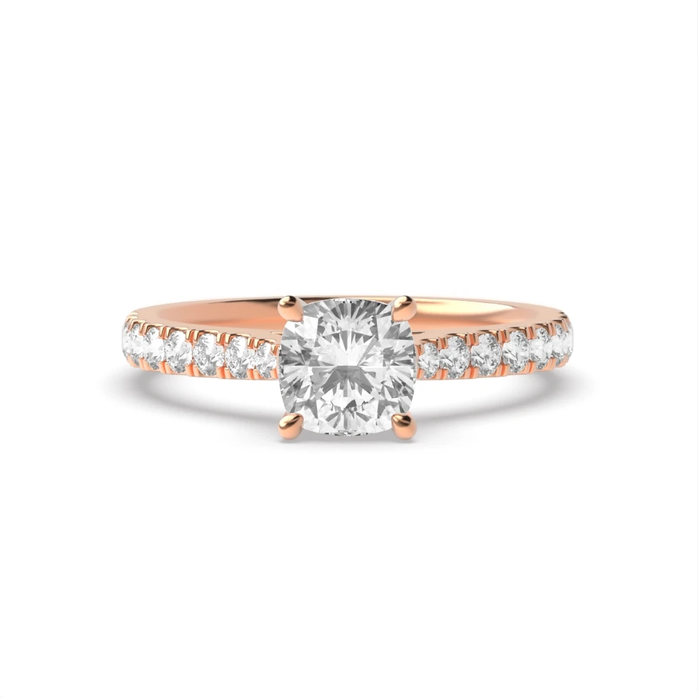 4 Prong Rose Gold Classic pave set Engagement Rings