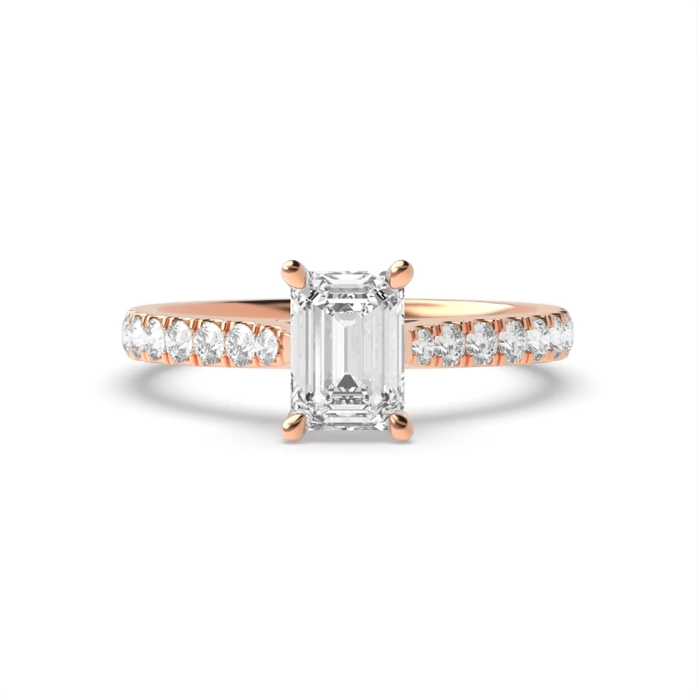 4 Prong Rose Gold Classic pave set Engagement Rings