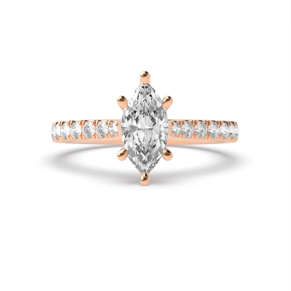 4 Prong Rose Gold Classic pave set Engagement Rings