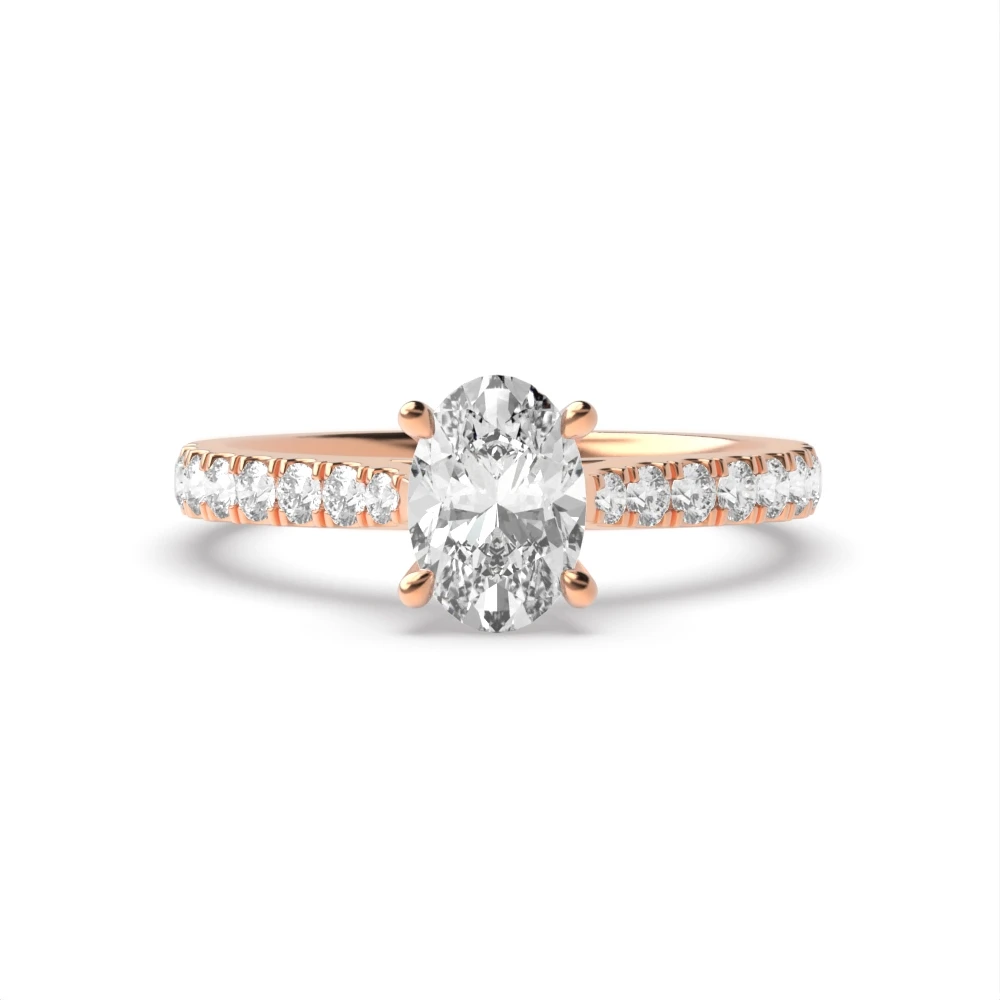 4 Prong Rose Gold Classic pave set Engagement Rings