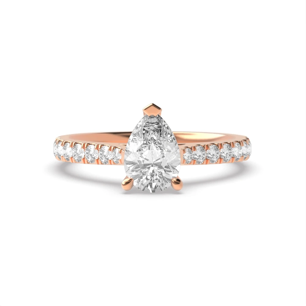 4 Prong Rose Gold Classic pave set Engagement Rings