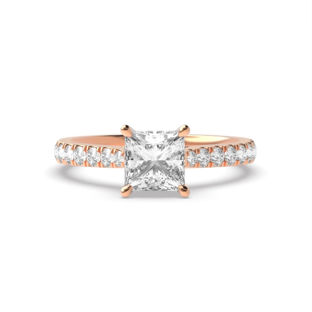 4 Prong Rose Gold Classic pave set Engagement Rings