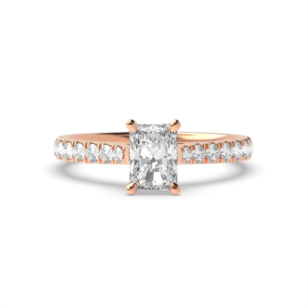 4 Prong Rose Gold Classic pave set Engagement Rings