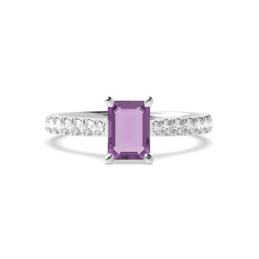4 Prong Classic pave set Engagement Rings