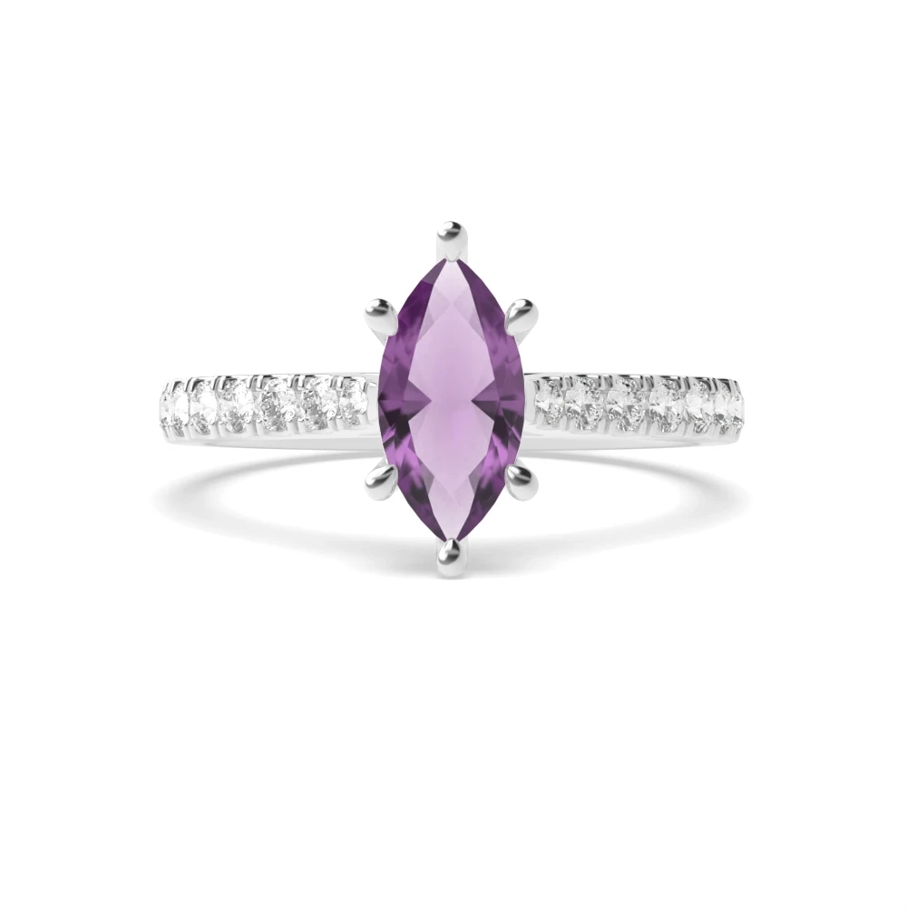 4 Prong Classic pave set Engagement Rings