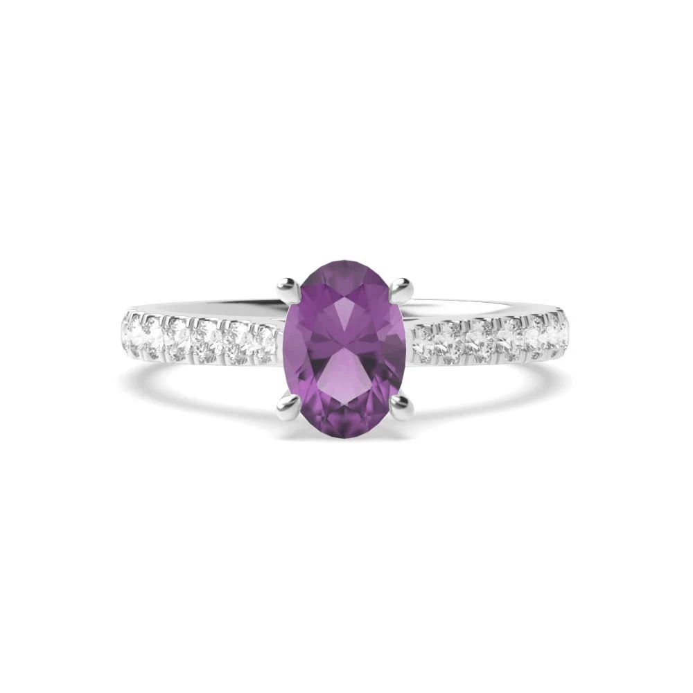 4 Prong Classic pave set Engagement Rings