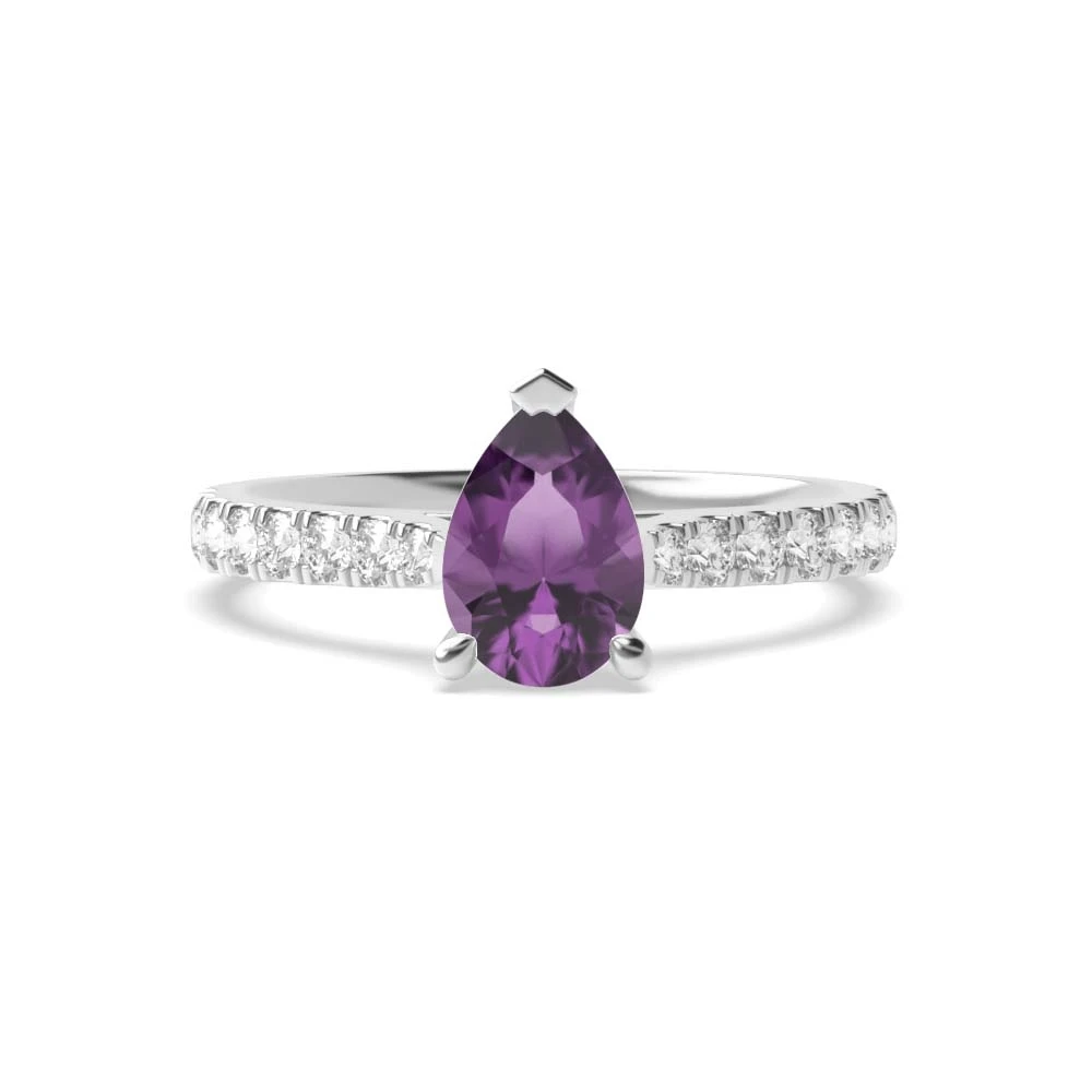 4 Prong Classic pave set Engagement Rings