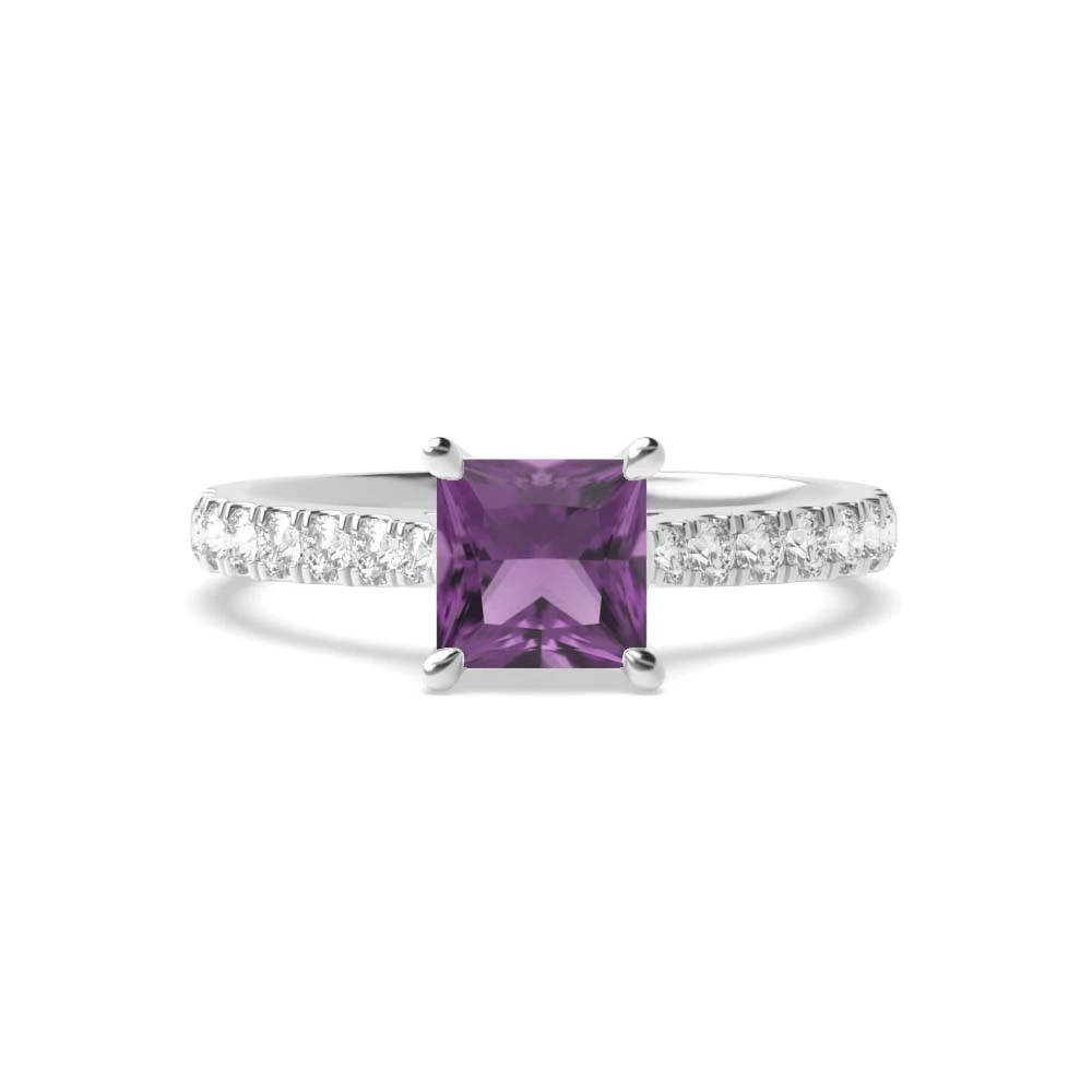 4 Prong Classic pave set Engagement Rings