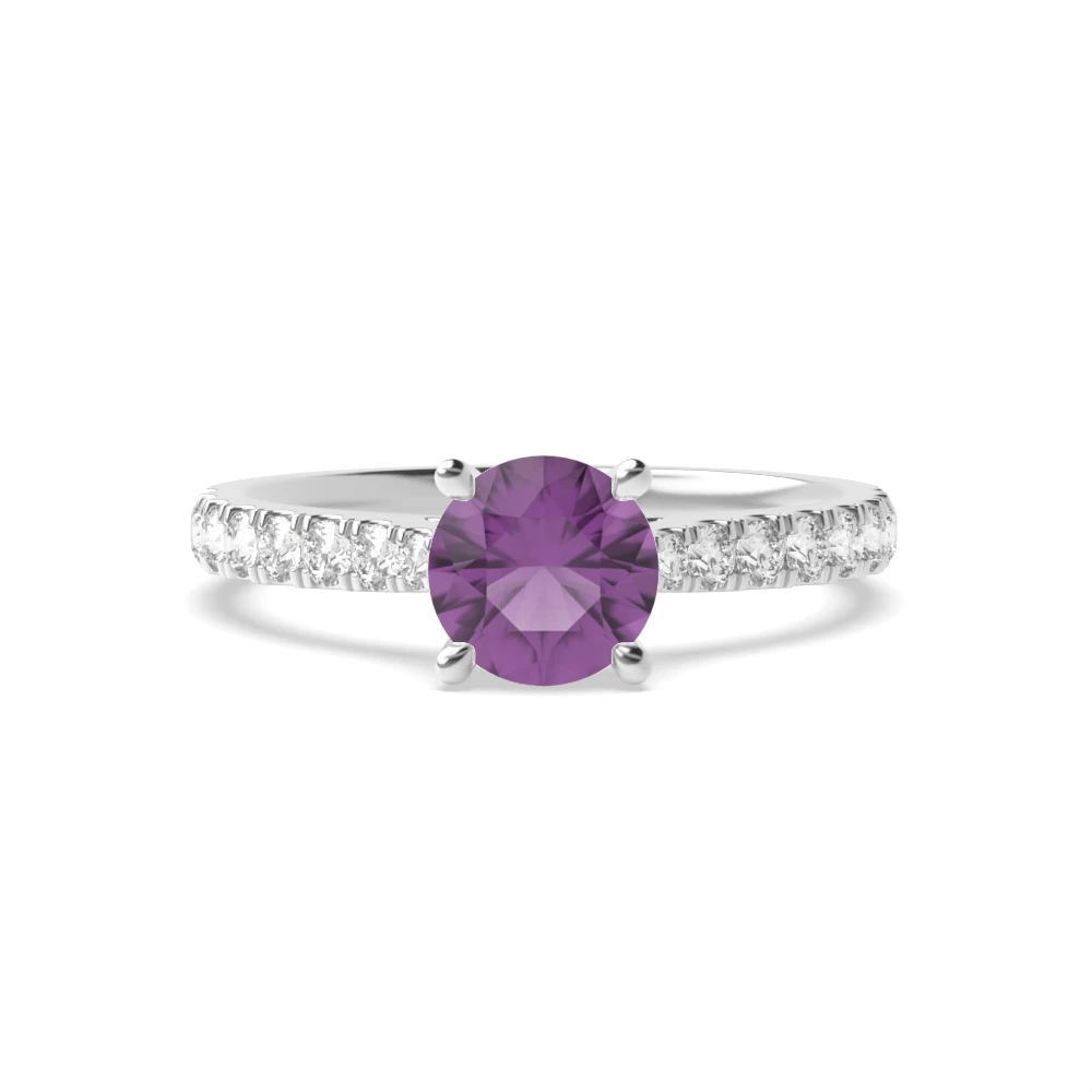 4 Prong Classic pave set Side Stone Engagement Rings